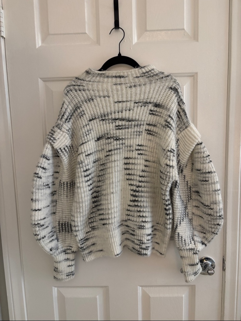 Varley Marled Cream & Black Chunky Turtleneck Sweater